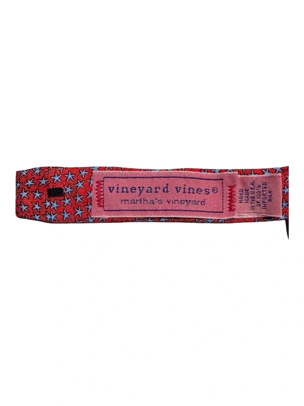 VINEYARD VINES  Bow Tie 100% Silk Red Blue Star Motif Patriotic American